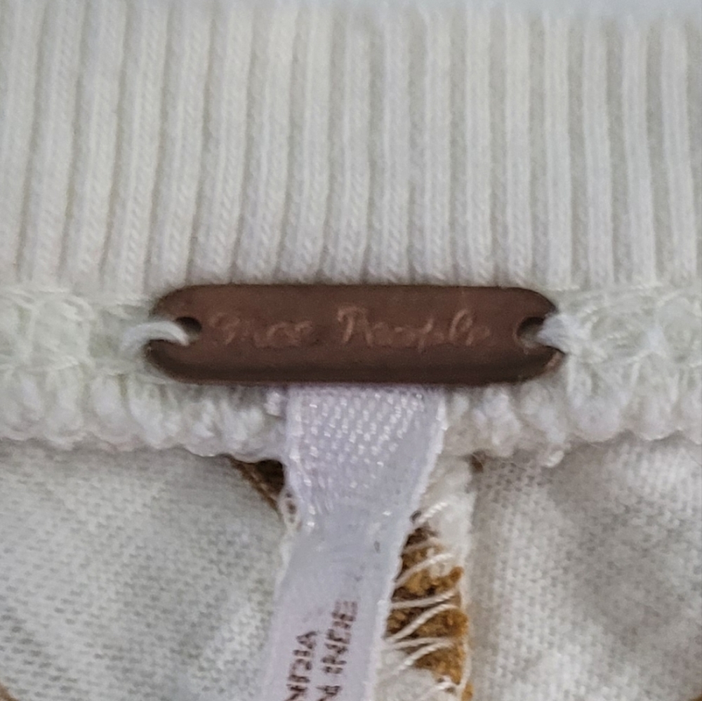Free People Women's Size M Top White & Brown Striped - Picture 4 of 13